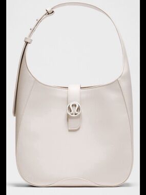 lululemon athletica Cream Leather Alternative Shoulder Bag with Silver Logo